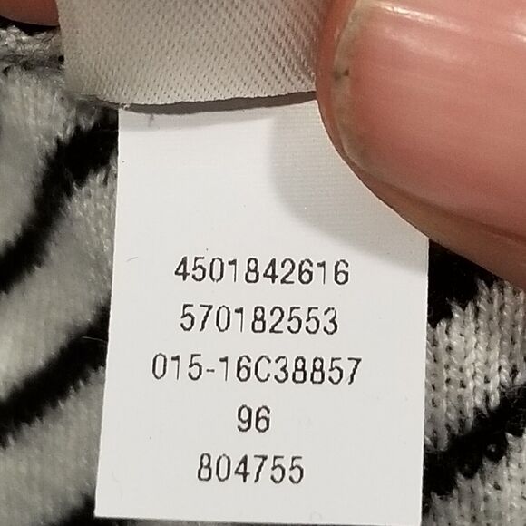 Chicos 1 US Medium Cardigan Sweater Blazer Cotton Silk Blend Black White Career - Picture 8 of 10